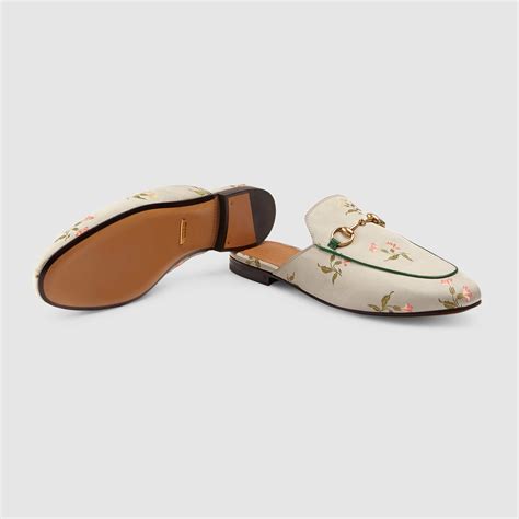 gucci princetown floral leather flat mules|Gucci princetown mules with fur.